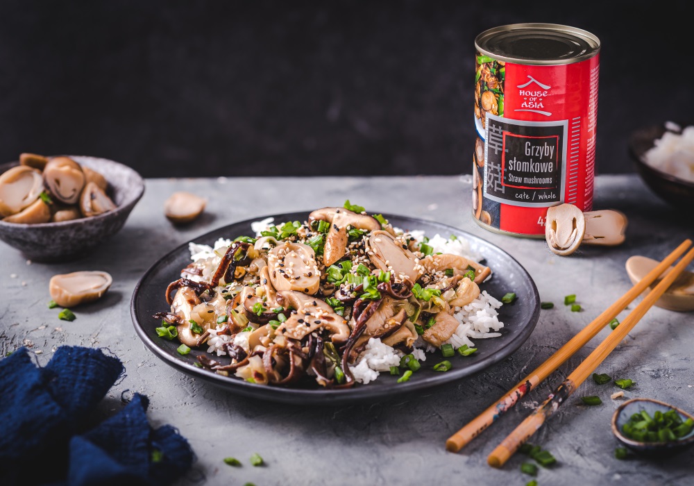 Grzybowe stir-fry z ryżem jaśminowym