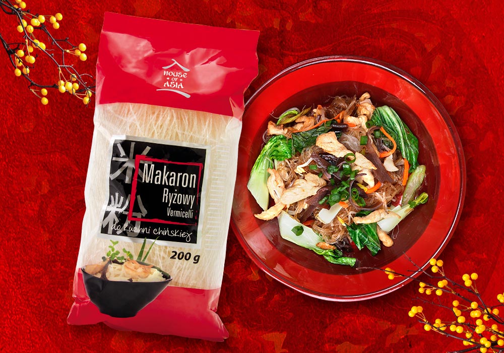 Makaron Vermicelli z kurczakiem i warzywami