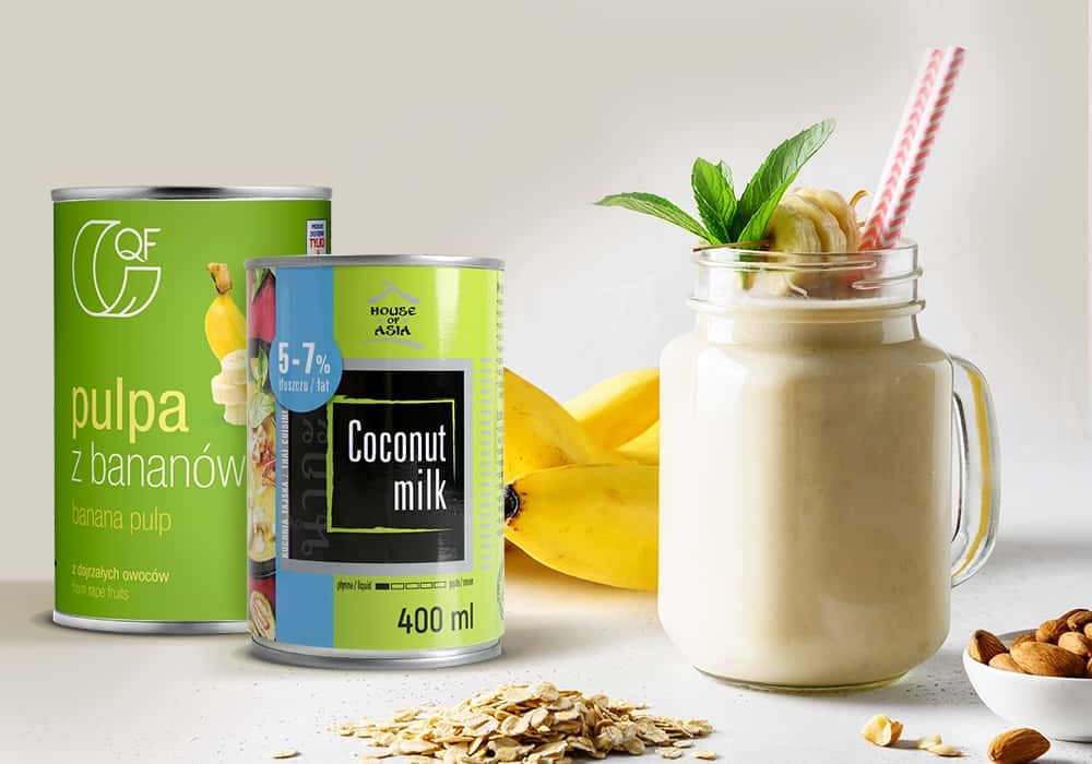 Koktajl kokosowy z pulpą bananową