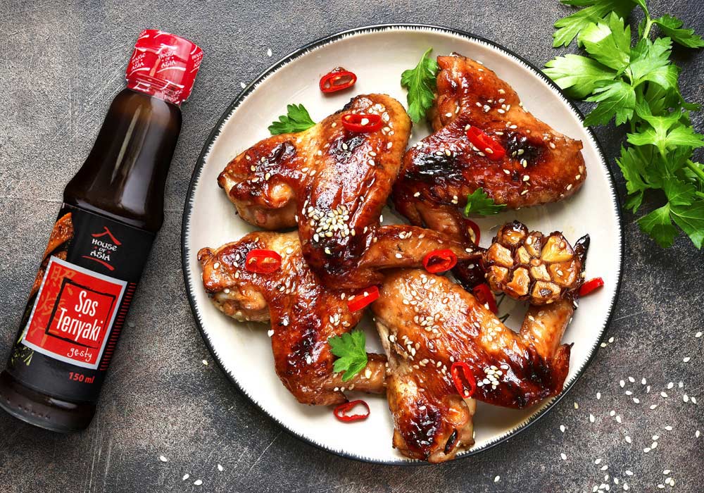 Skrzydełka w sosie teriyaki i sezamem